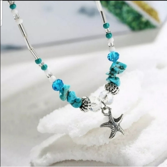 New Elegant Starfish Turquoise Ankle Bracelet - Picture 4 of 7